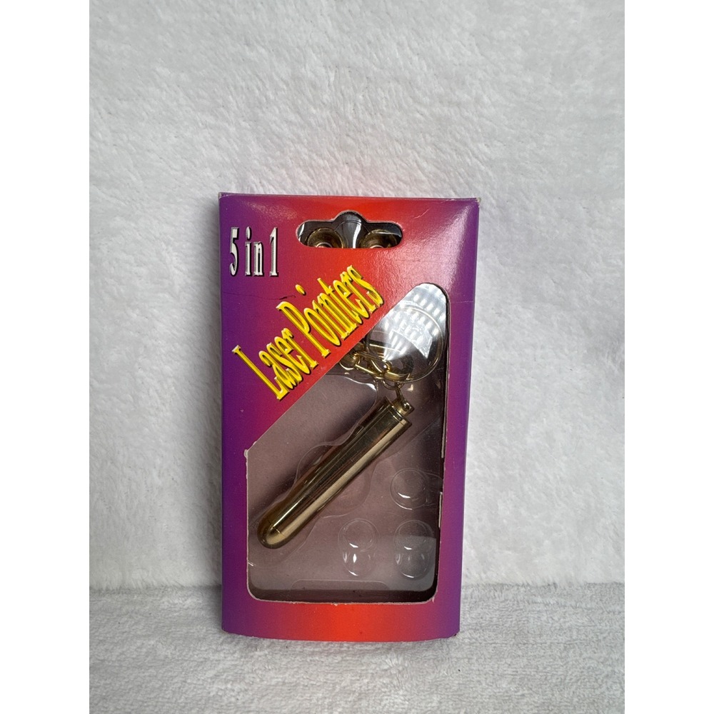 Vintage LITELONG 5 in 1 Laser Pointer Keychain Unisex OS Gold Like NEW